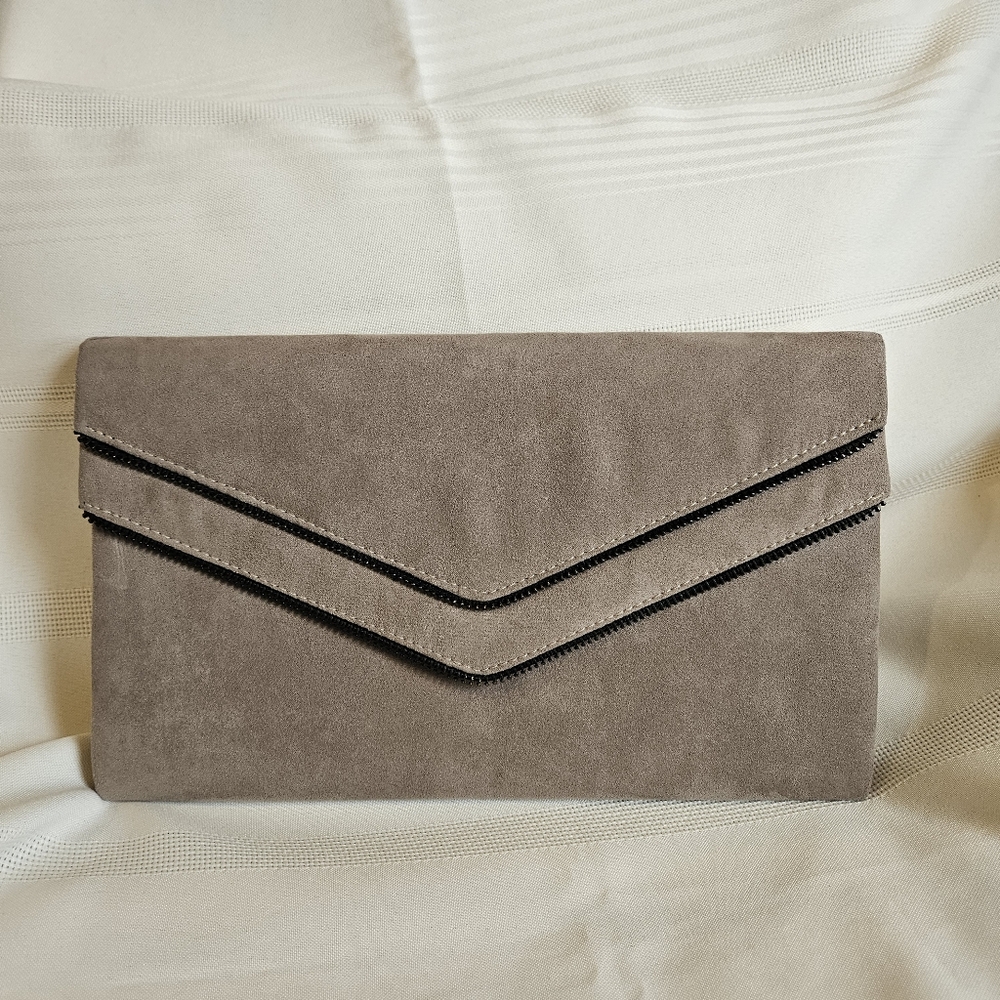 Chic Gray Suede Clutch